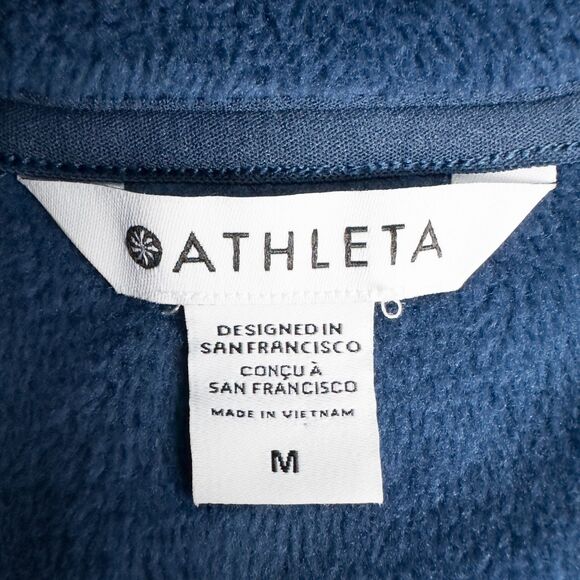 Athleta Cozy Karma ASYM Pullover Womens Medium Enchanted Blue Athleisure 383402 - Picture 3 of 16